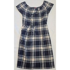 Kate Spade Navy Plaid Wool Dress